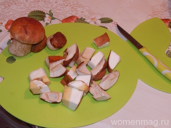 Жареный белый гриб с луком