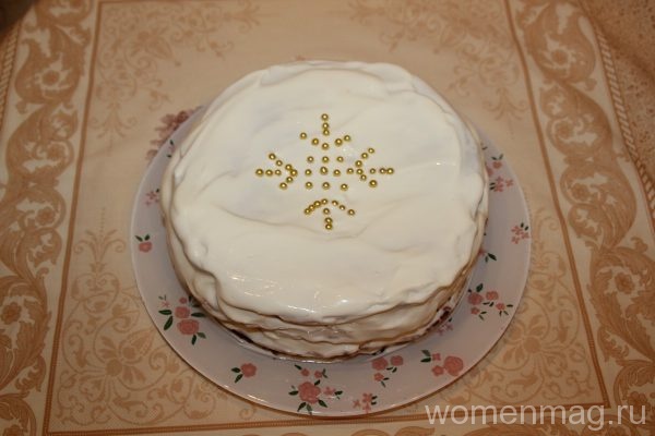 Торт Снежинка со сметанным кремом и коржами со сковороды