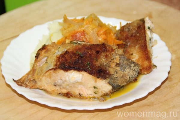 Рыба кижуч в духовке в горчичном маринаде со сложным гарниром