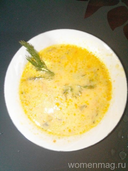 Рисовый суп на курином бульоне с плавлеными сырками