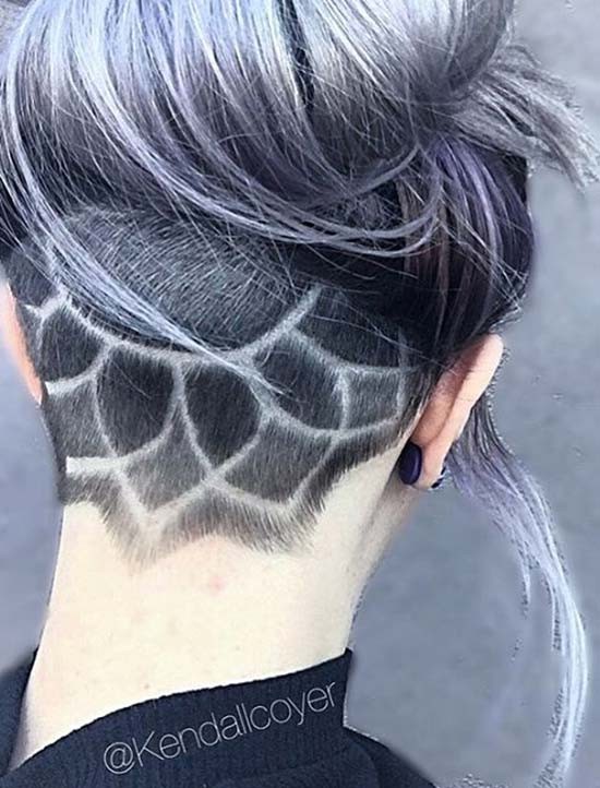 Причёска undercut с татуировкой из волос