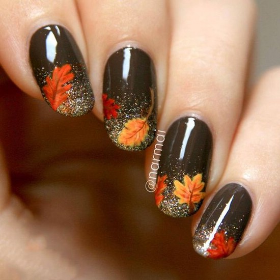 Осенние рисунки на ногтях