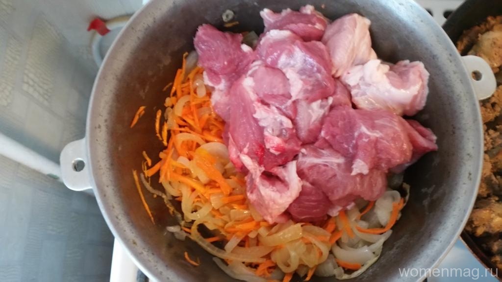Макароны с мясом в казане на плите рецепт с фото пошагово
