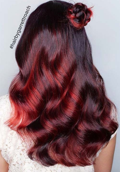 Окрашивание волос из темного красного в каштановый