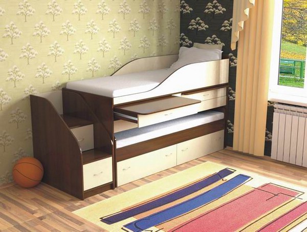 Двухъярусная кровать снизу стол сверху кровать
