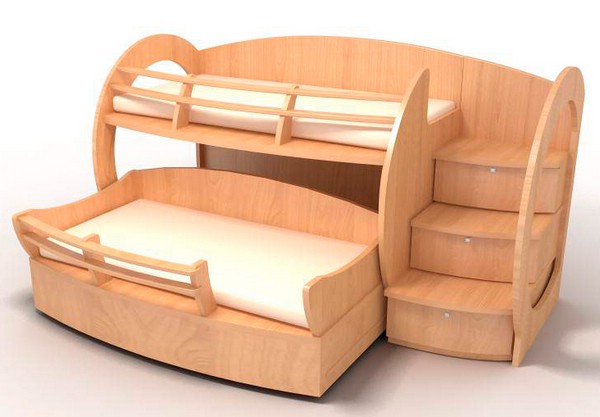 Низкая двухъярусная кровать для детей с бортиками