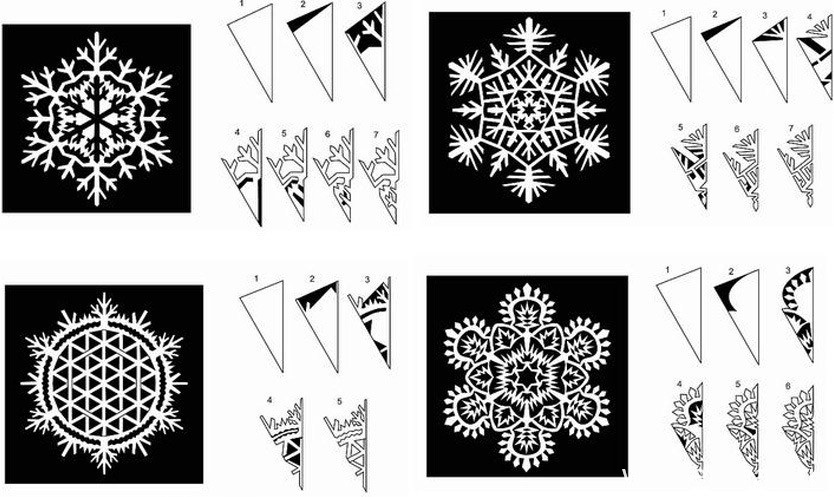 Бумажные и вязанные снежинки