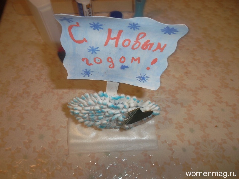 Новогодние открытки из салфеток и ватных палочек